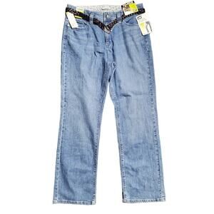 Lee Women Natural Straight Leg Fit Belted Denim Jeans Size 14  New With Tag
